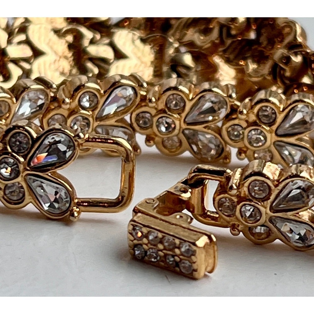 Vintage Avon Tone Crystal Floral Cluster Collar Necklace - Picture 8 of 12